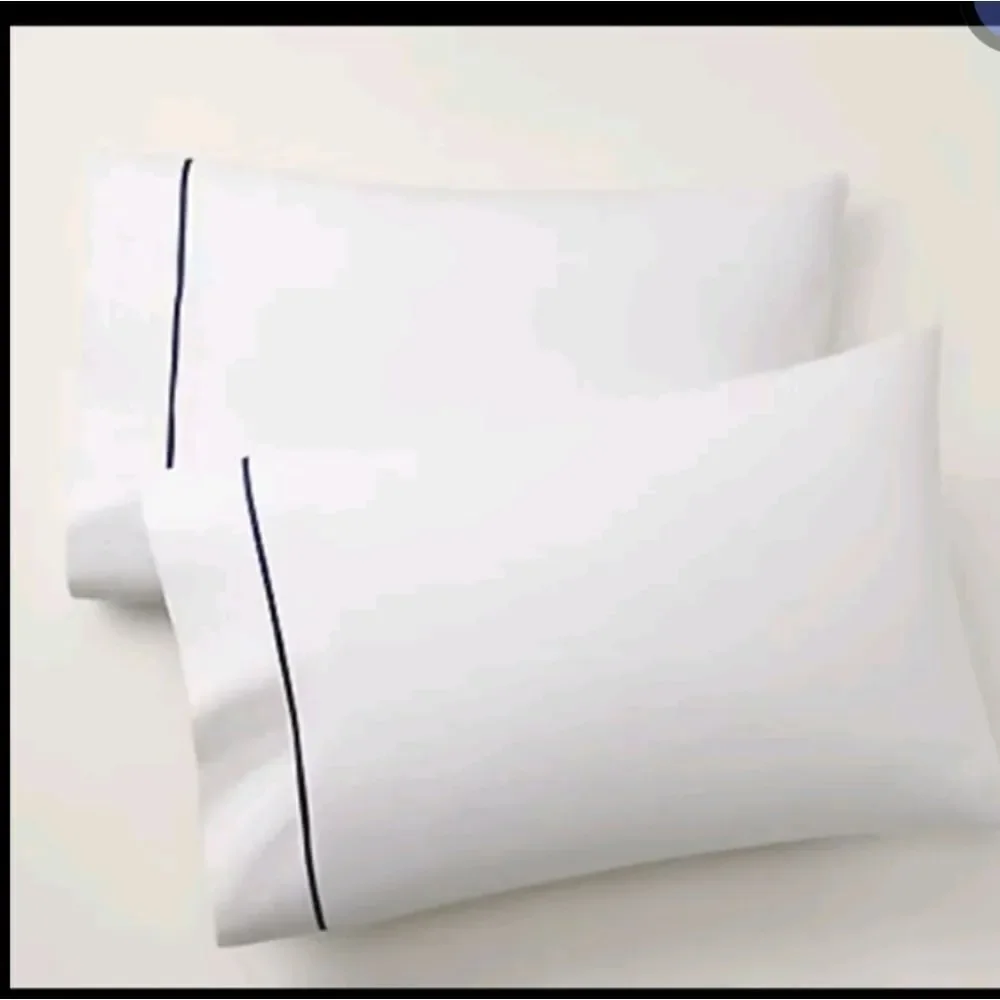 NWT Ralph Lauren Two King Pillow Case White Polo Navy Organic Cotton Palmer